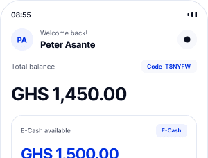 Alt Solutions app showing an agent's total balance and available E-Cash