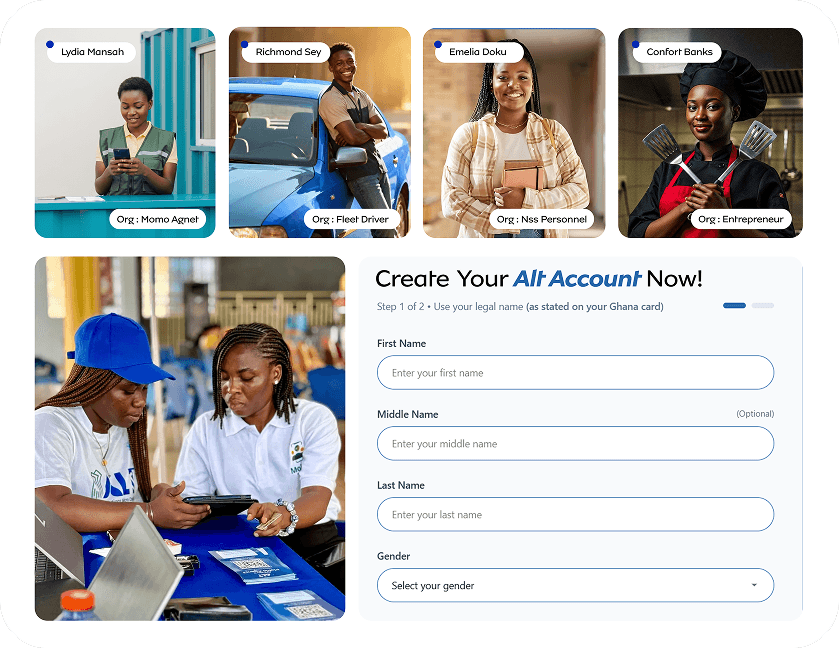 ALT account registration interface
